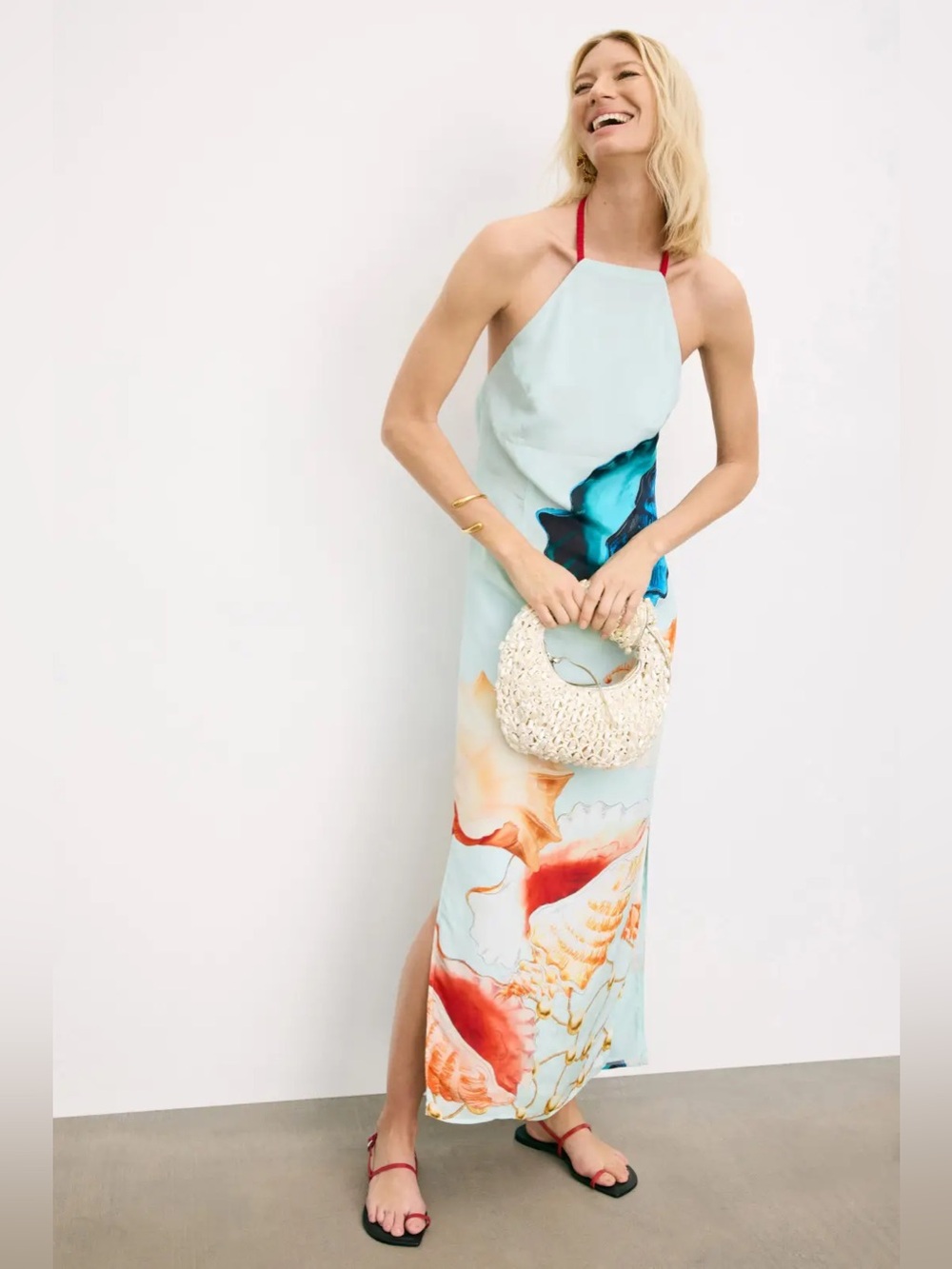 MUMA WORLD Murex Mist Vega Silk Sea Creatures Ocean Fish Seashell Dress Medium